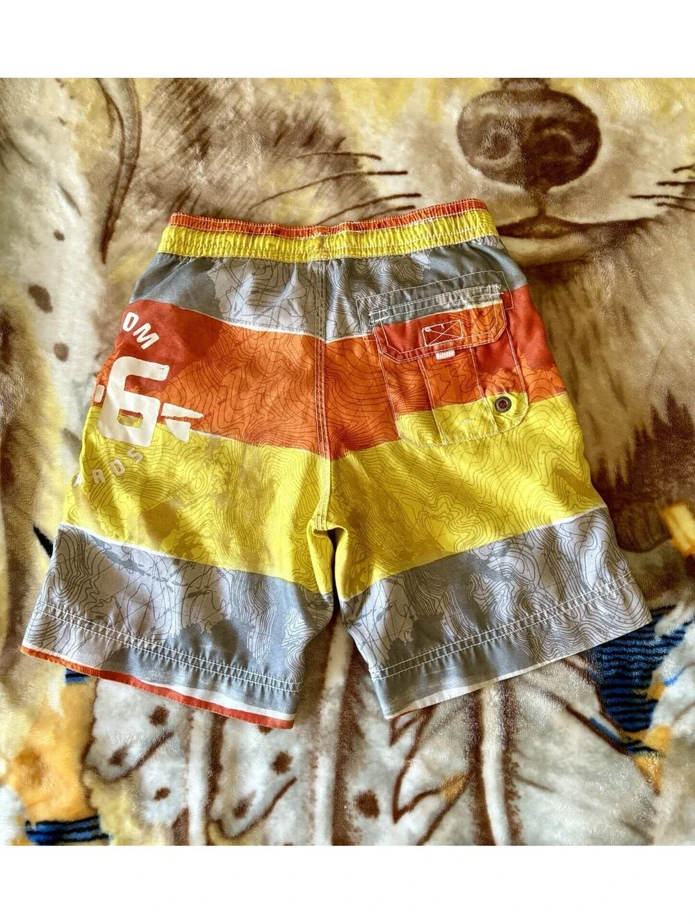 GapKids Boys Swim Trunks Board Shorts Topographic Multi-Color Size S (6-7)